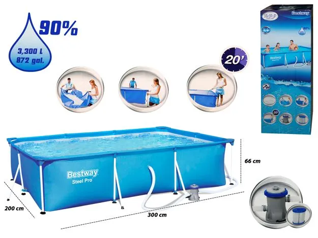 PISCINA RECTANGULAR 3.00MX2.01MX66CM 56412 $166,93