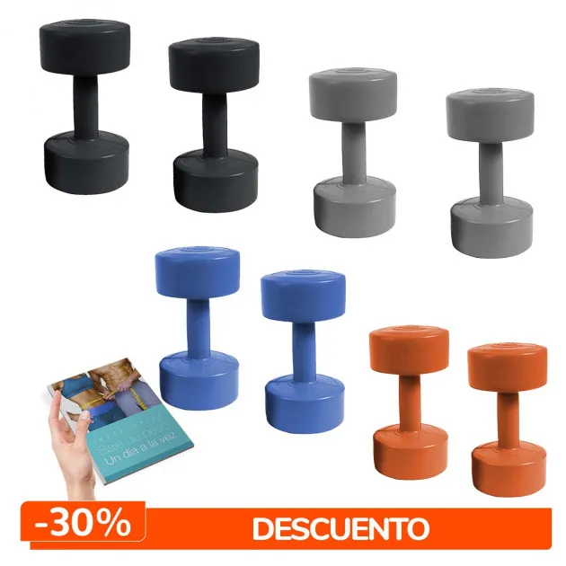 PROMOCIÓN 30% DE DESCUENTO JUEGO DE 8 PESAS MANCUERNAS 2/3/4/5 KG + PLAN NUTRICIONAL