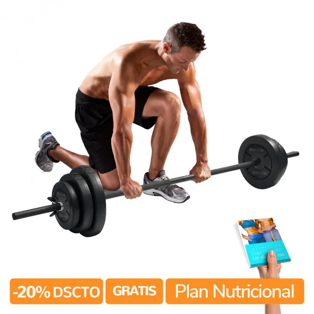 20% DE DESCUENTO PESAS 20 KG CON BARRA IRON GYM IG-BBSET-V20 - TVentas