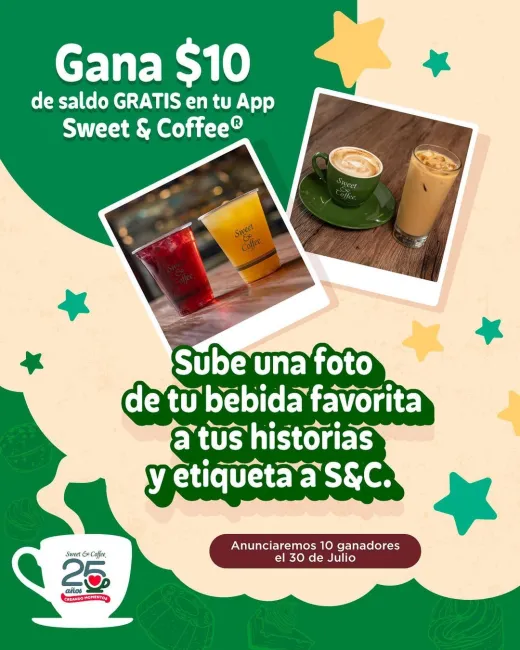☕ Gana $10 para consumir en Sweet&Coffee