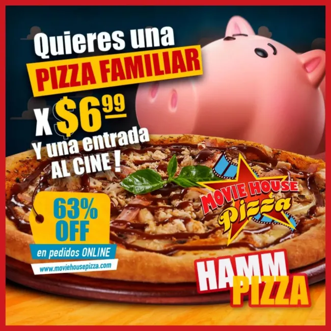 Pizza familiar y entradas al cine