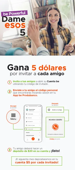 Gana 5 dólares por usar la app de Produbanco