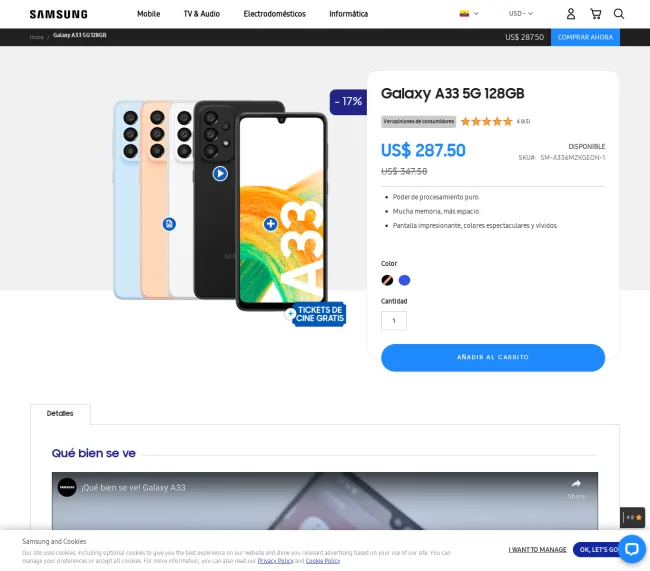 Celular SAMSUNG A33 128 GB