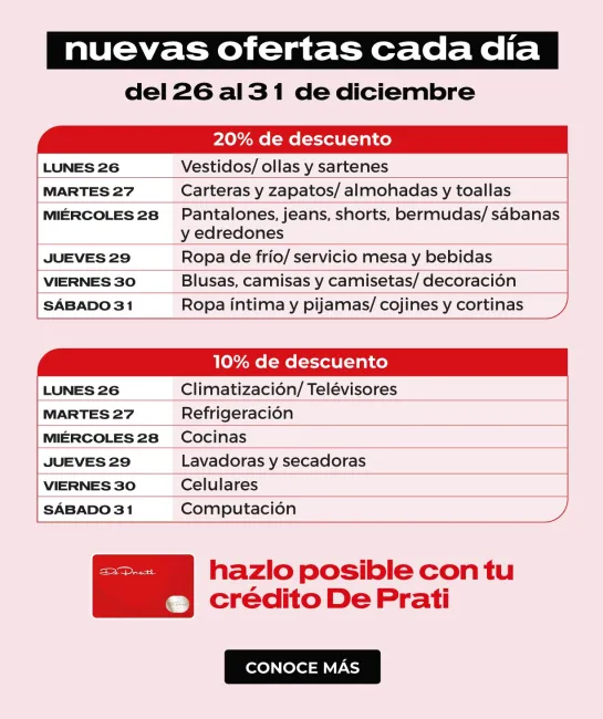Descuentos de hasta el 20% en Deprati por fin de año