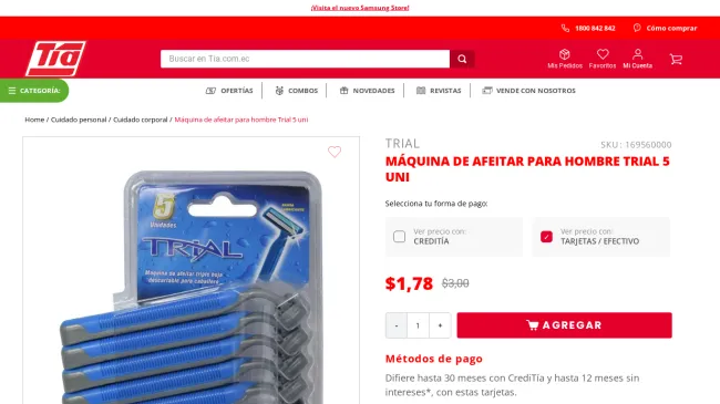 Máquina de afeitar para hombre Trial 5 uni