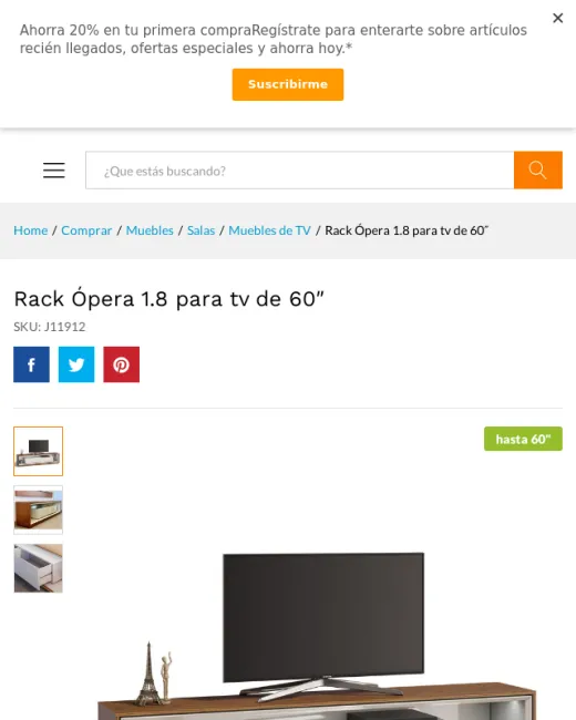 Rack Ópera 1.8 para tv de 60