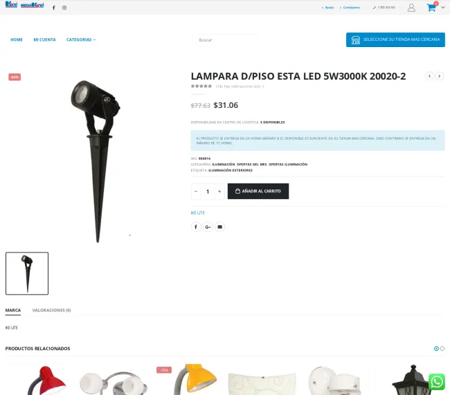 LAMPARA D/PISO ESTA LED 5W3000K 20020-2