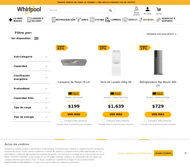 Hasta el 40% de descuento en electrodomésticos Whirpool