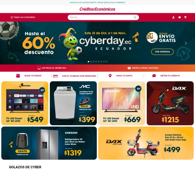 CyberDay en Crédito Económicos, descuentos hasta el 60%