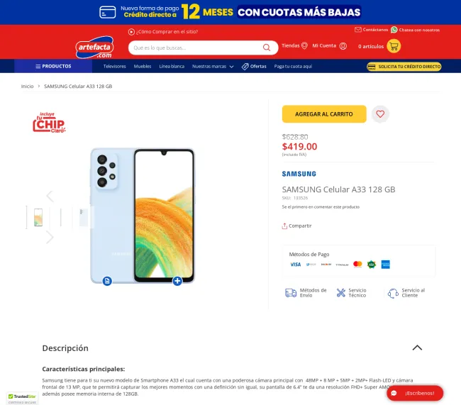 Celular SAMSUNG A33 128 GB