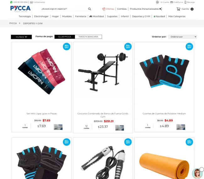 Cupón de 40% de descuento para productos de Deportes y Gym en Pycca