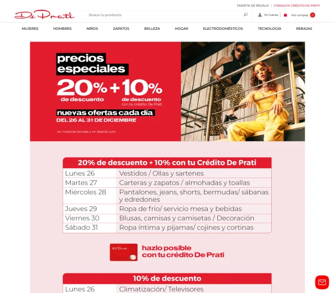 Descuentos de hasta el 20% en Deprati por fin de año