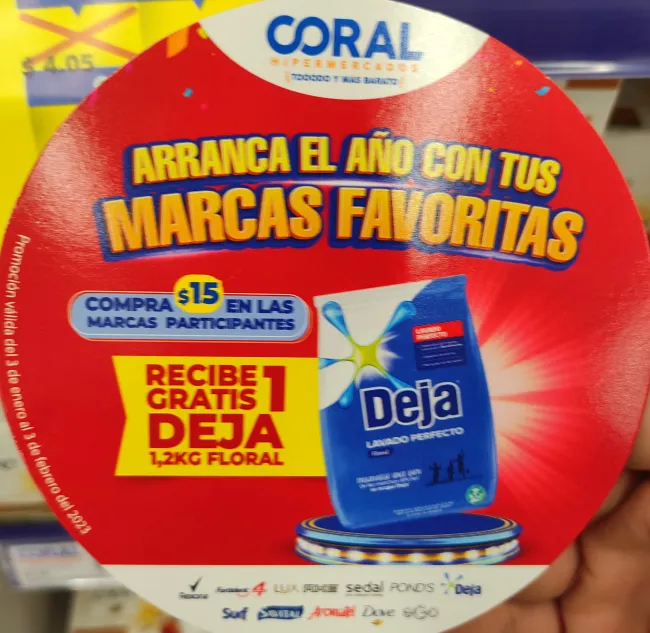 Gratis un detergente por tus compras en Coral