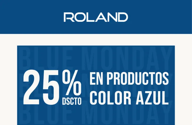 Productos azules 25% off en Roland