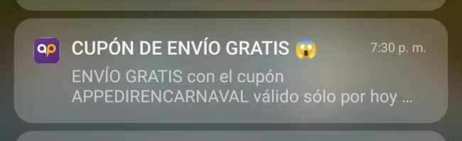 Cupón para envio gratis en Appedir