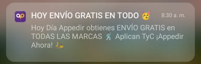 Envio gratis, hoy 17 de marzo en Appedir