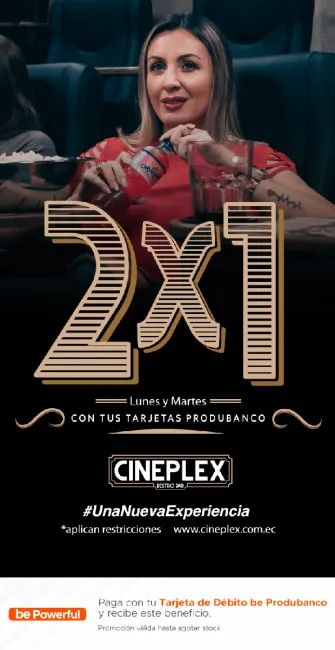 2X1 en entradas al Cine en Cineplex