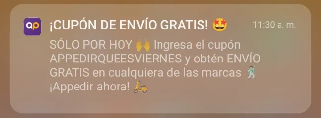 Cupón para envio gratis en Appedir
