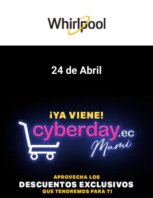 Cupón para descuentos por CyberDay por el día de mamá en Whirlpool