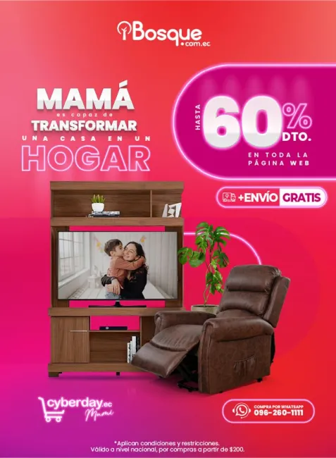 Muebles hasta con el 60% de descuento por CyberDay Mami en Muebles El Bosque