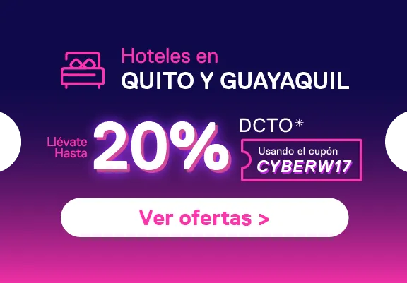 Cupón de 20% de descuento en hoteles de Quito y Guayaquil