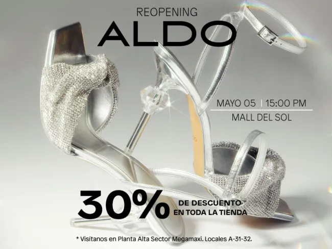30% de descuento por reapertura de Aldo en el Mall del Sol