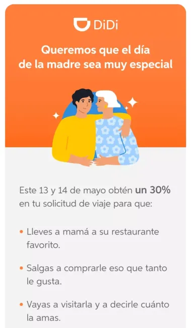 Cupón de 30% de descuento en viajes con Didi