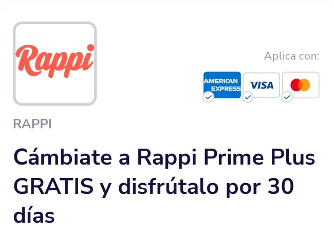 Cupón para 30 días gratis de Rappi Prime