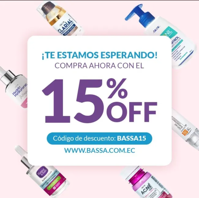 Cupón de 15% de descuento en productos para la piel en Bassa