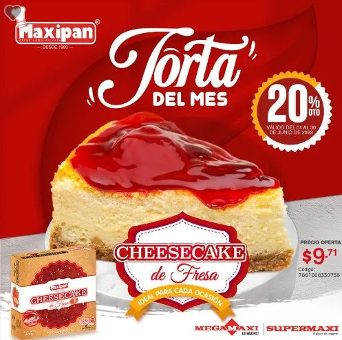 20% de Descuento en Cheesecake de Fresa