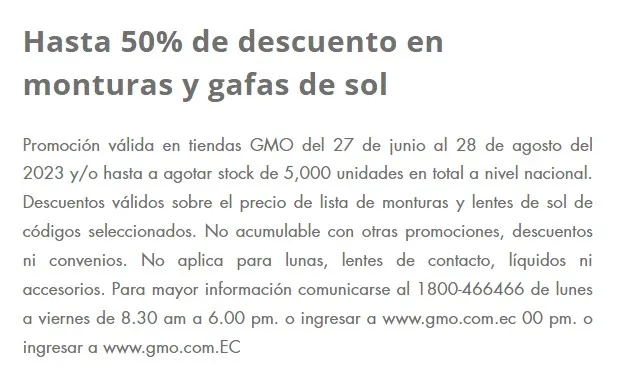 Hasta el 50% de Descuento en monturas y gafas de Sol