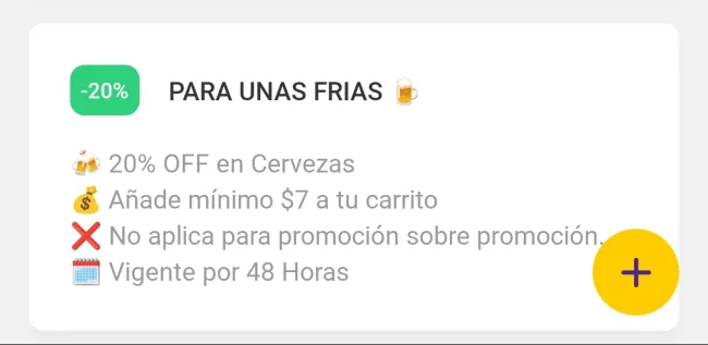 Cupón para 20% de descuento en cerveza 🍺 en la App Tada