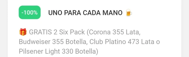 2 six pack gratis con este cupón en TADA