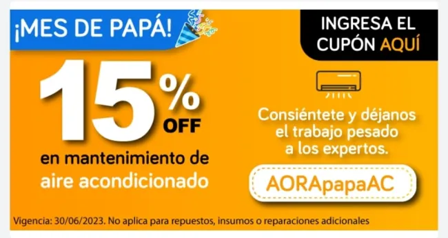 Cupón para el 15% de descuento en AORA