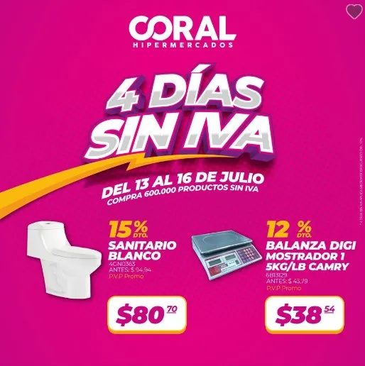 Desde el 12% de descuento en los Días sin Iva de Coral Hipermercados