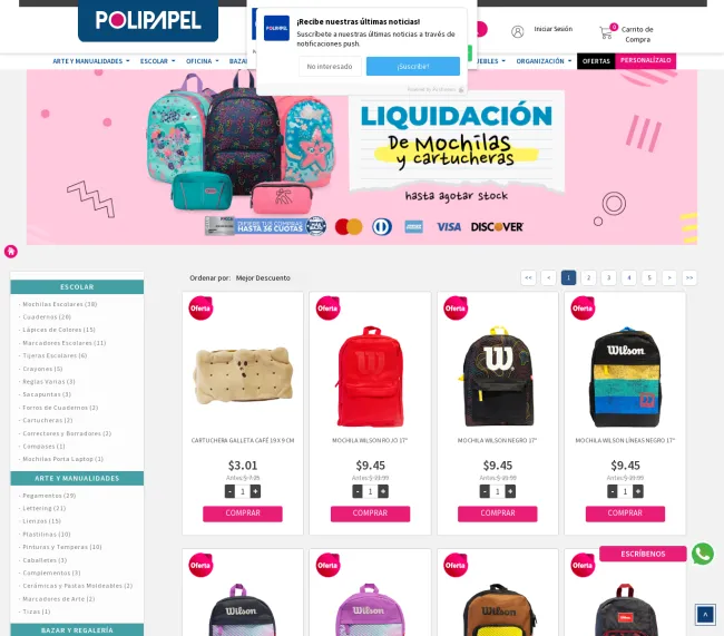 Por cambio de temporada liquidación de mochilas y cartucheras 