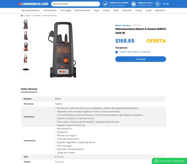 Hidrolavadora Black & Decker BW15 | 1400 W mejor precio encontrado 