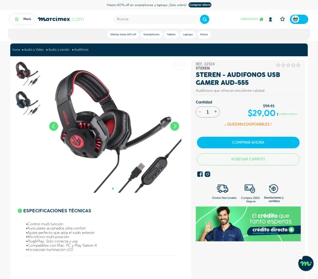 Steren audifonos usb gamer AUD-555mejor precio encontrado