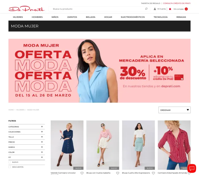 30% de descuento en Moda de Mujer en De Prati Tienda