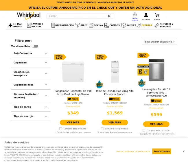 Cupón para descuentos por CyberDay por el día de mamá en Whirlpool 