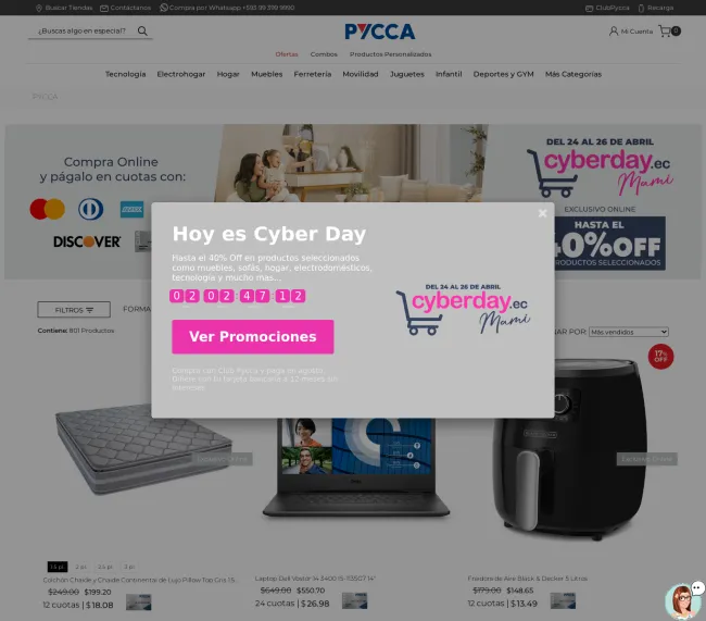 CyberDay en Pycca encuentra productos hasta con el 40% de descuento 