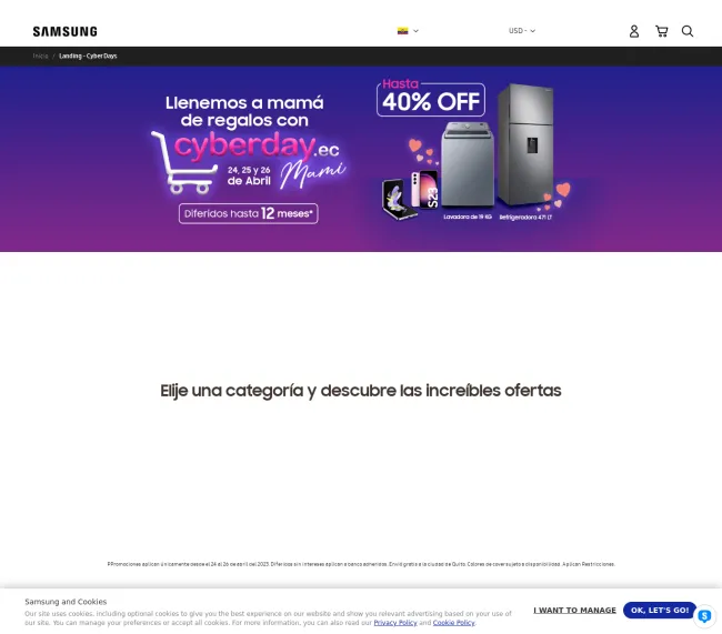 CyberDay por mamá en Samsung descuento hasta el 40%