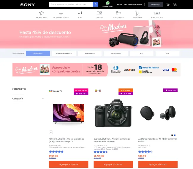 Cupón para envio gratis en Sony Store Ecuador