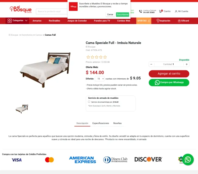 40% de Descuento en Cama Speciale Full-Muebles El Bosque - El Bosque