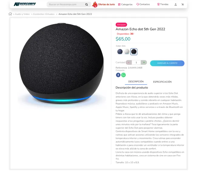 20% de descuento en Amazon Echo dot 5th Gen 2022