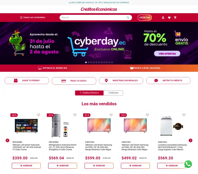 Aprovecha hasta el 70% de descuento en los Cyber Days de Créditos Económicos