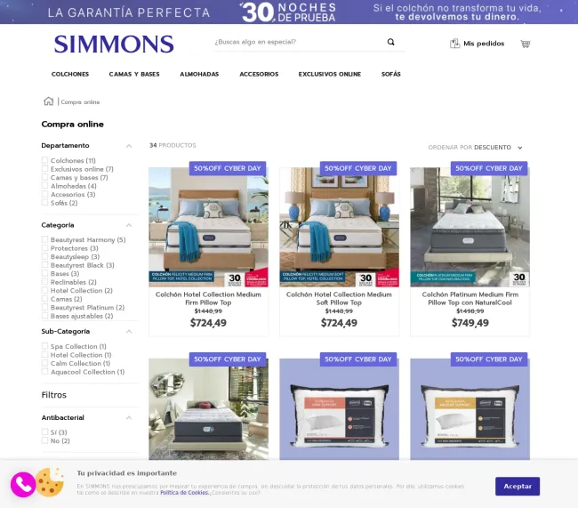 Aprovecha hasta el 50% de Descuento en los Cyber Days de Simmons