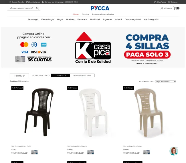 Compra 4 sillas y paga SOLO POR 3 en Pycca