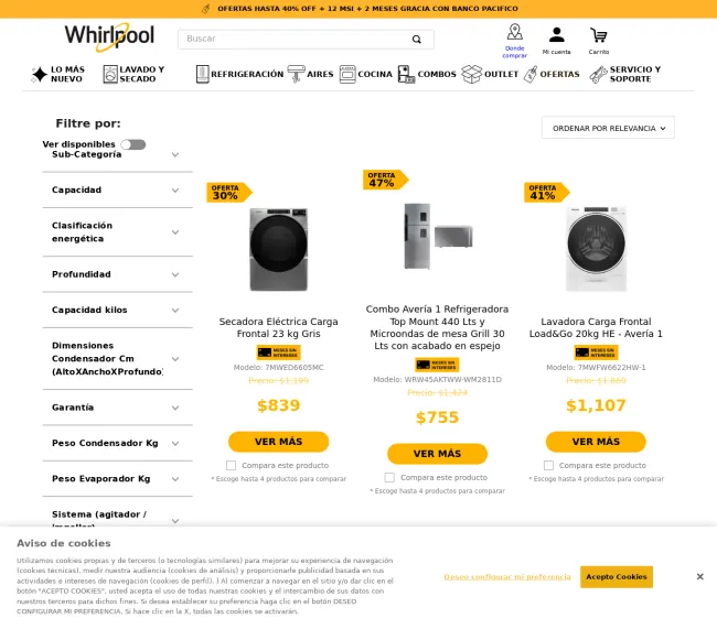 BLACK FRIDAY en Whirlpool lavadoras y secadoras con hasta el 45% de descuento