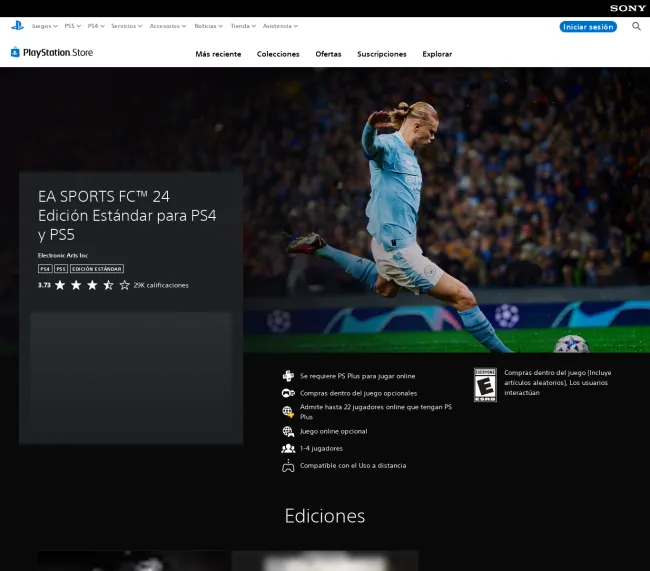 Descuento en EA SPORTS FC™ 24 Edición Estándar para PS4 y PS5